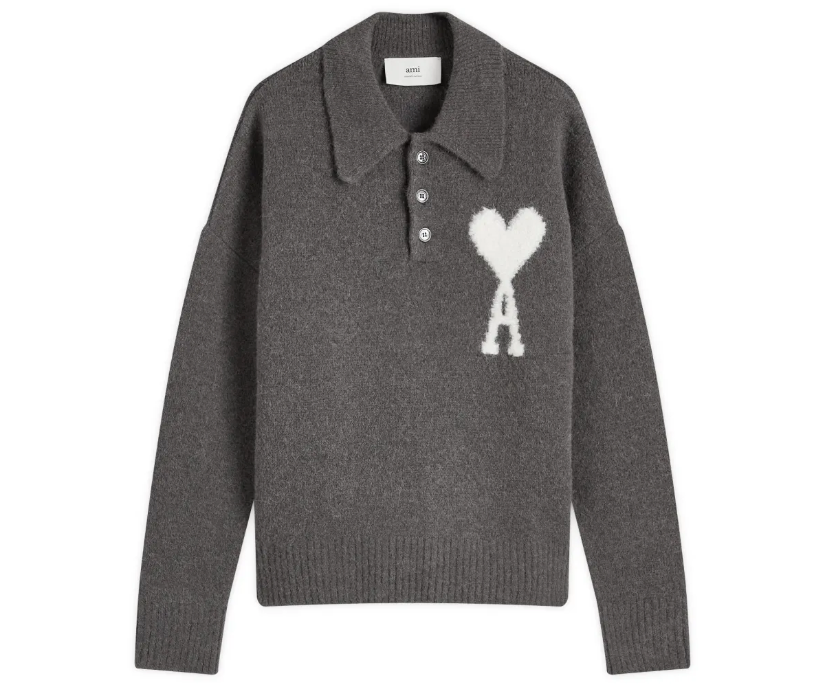AMI Paris Large Heart Knitted Polo