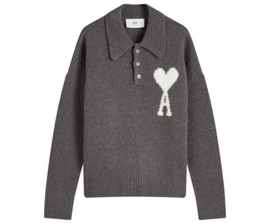 AMI Paris Large Heart Knitted Polo