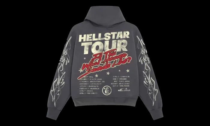 Hellstar Hellstar Records Tour Hoodie Grey - HLST-RECTO-GREY