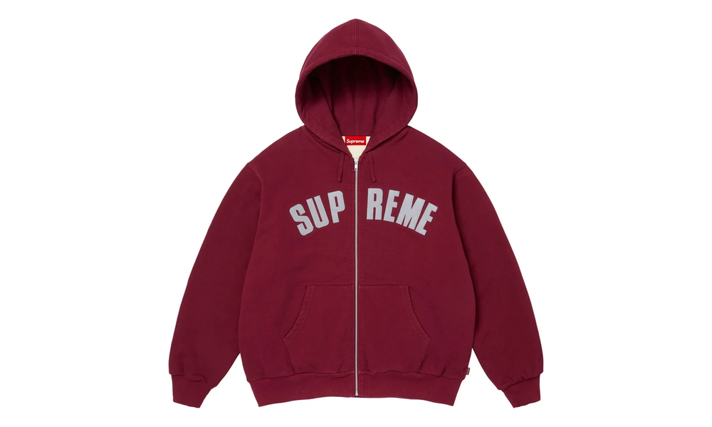 Supreme Supreme Arc Thermal Lined Zip Up Hooded Sweatshirt Cardinal