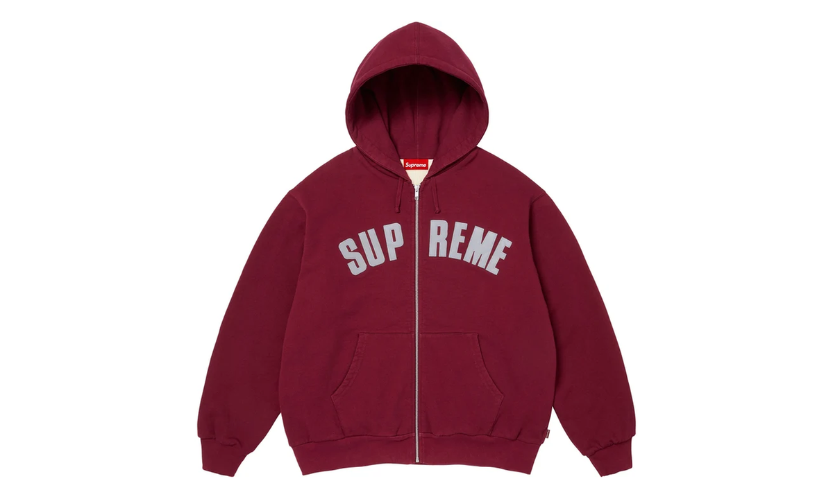 Supreme Supreme Arc Thermal Lined Zip Up Hooded Sweatshirt Cardinal