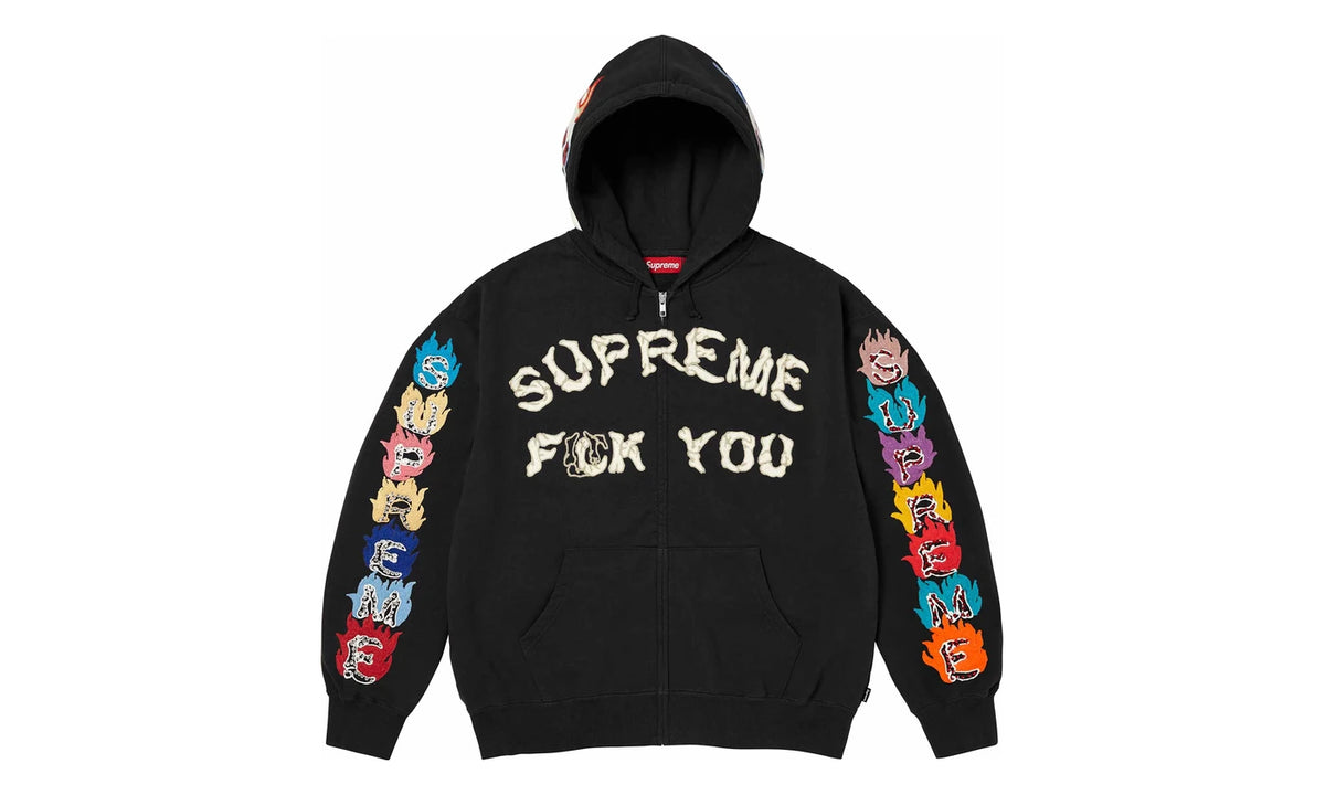 Supreme Supreme Fuck You Zip Up Hooded Sweatshirt Black