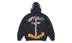 Supreme Supreme Fuck You Zip Up Hooded Sweatshirt Navy