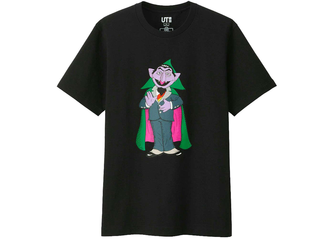 KAWS x Uniqlo x Sesame Street Count Von Count Tee Black