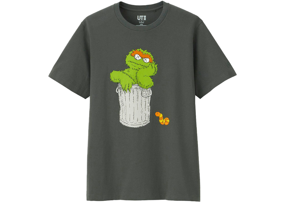KAWS x Uniqlo x Sesame Street Oscar The Grouch Tee Gray