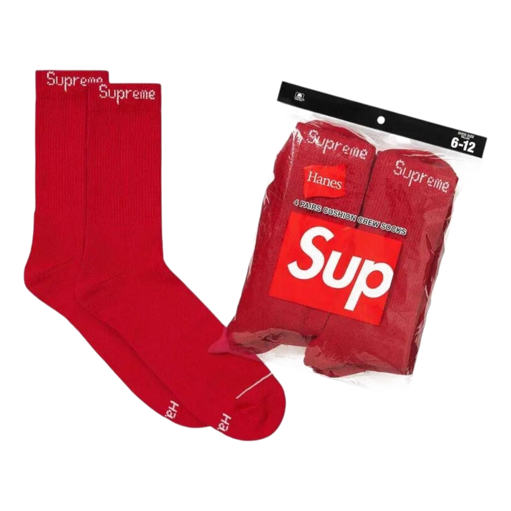 Supreme Hanes Socks (4 Pack) Red