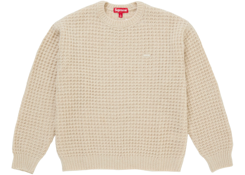 Supreme Small Box Waffle Sweater Natural