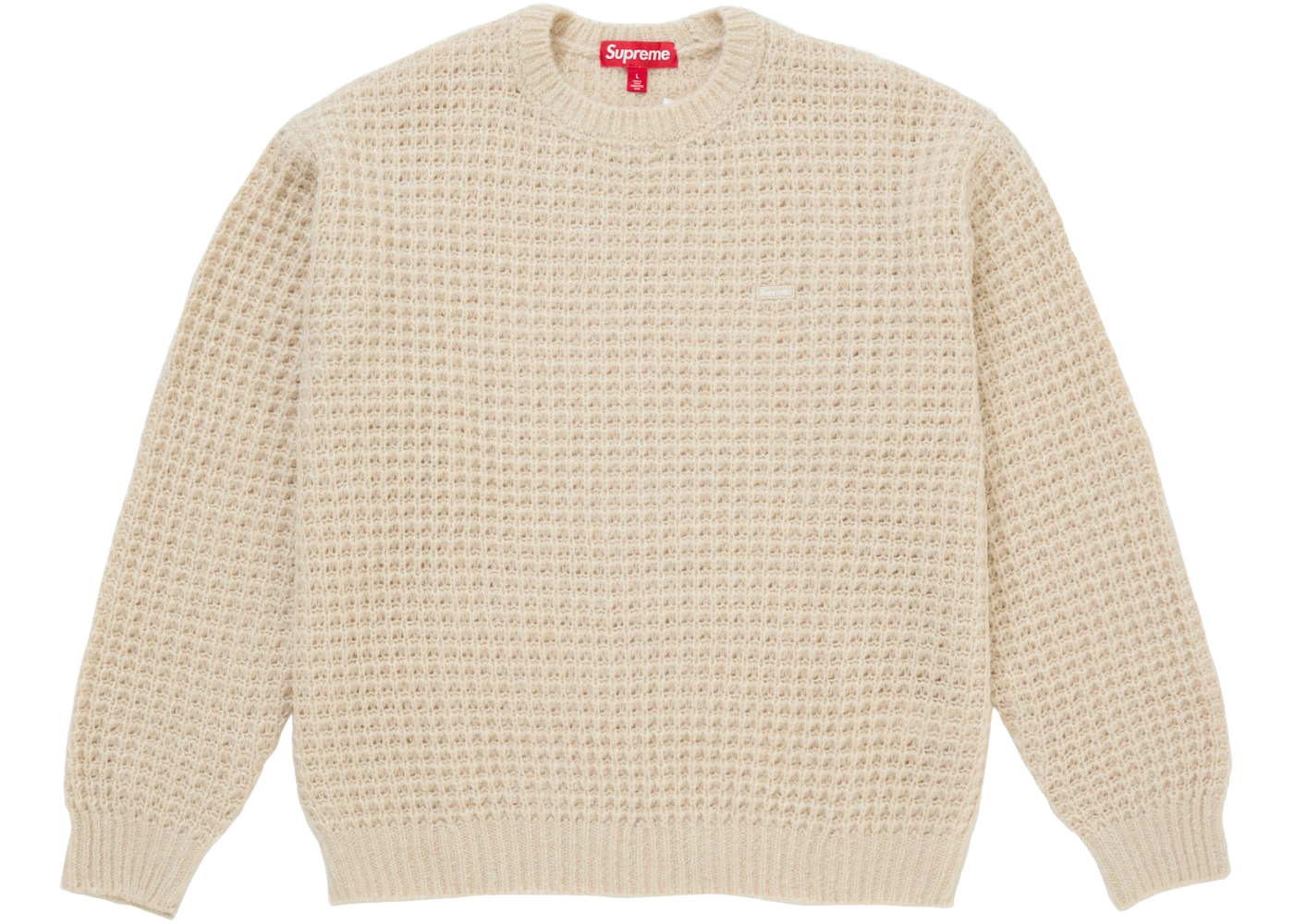 Supreme Small Box Waffle Sweater Natural