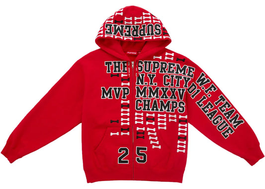 Supreme League Champs Zip Up Hooded Sweatshirt Red