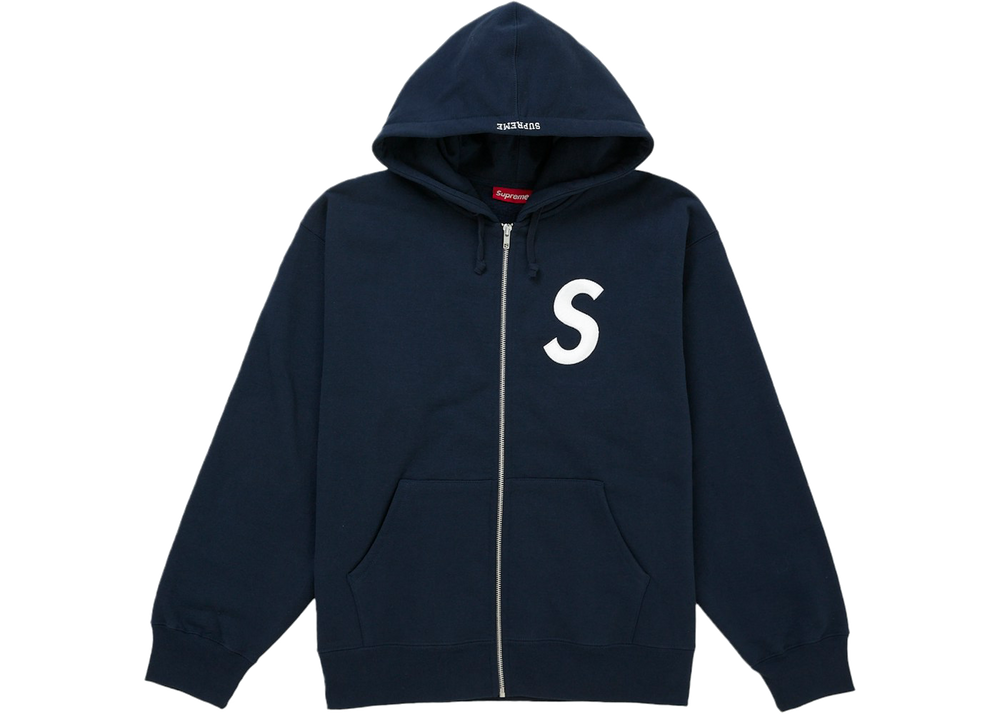 Supreme S Logo Zip Up Hooded Sweatshirt (FW25) Navy