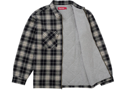 Supreme Thermal Lined Zip Up Flannel Shirt Black