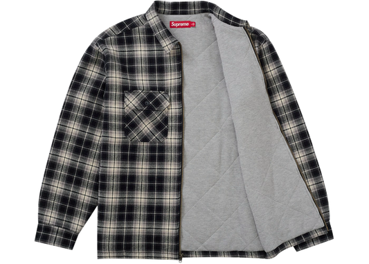 Supreme Thermal Lined Zip Up Flannel Shirt Black