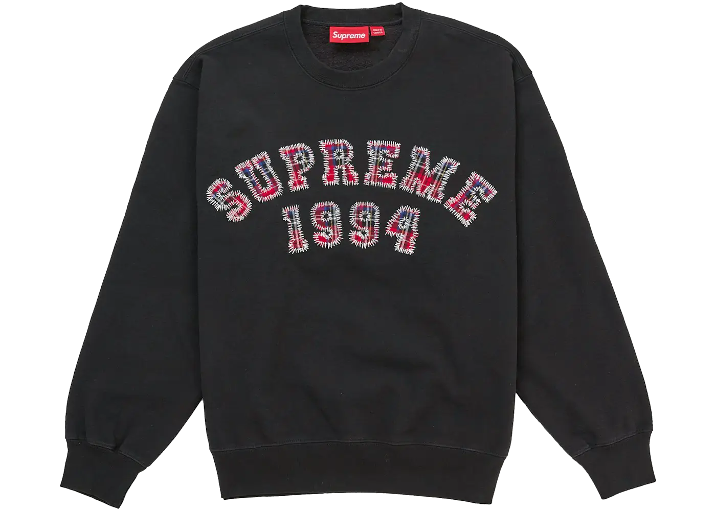Supreme Plaid Arc Crewneck Black
