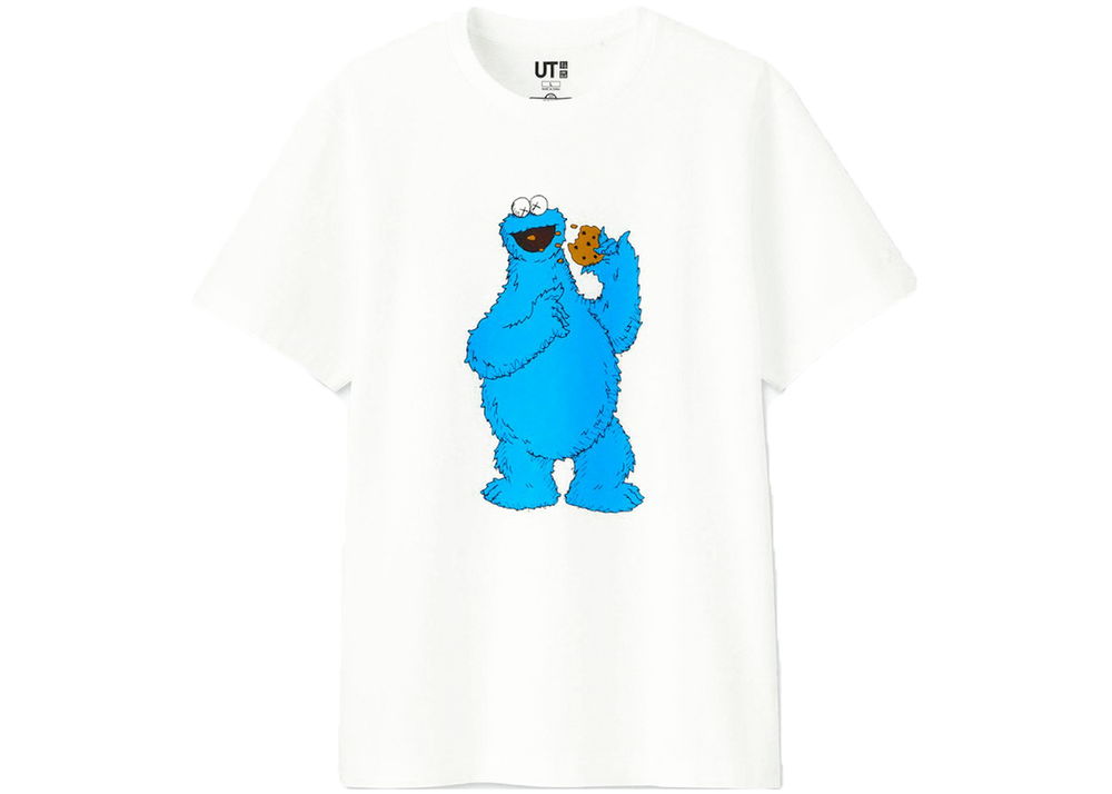KAWS x Uniqlo x Sesame Street Cookie Monster Tee White
