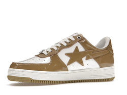 A Bathing Ape Bape Sta Patent Leather White Khaki (2023) - 1I70-291-021/1I70-191-022