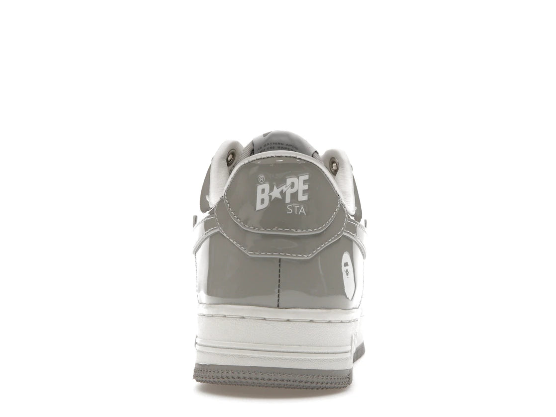 A Bathing Ape Bape Sta Patent Leather White Grey (2023) - 1I70-291-021/1I70-191-022/0ZXSHMX91001J-GYA/0ZXSHWX91001J-GYA