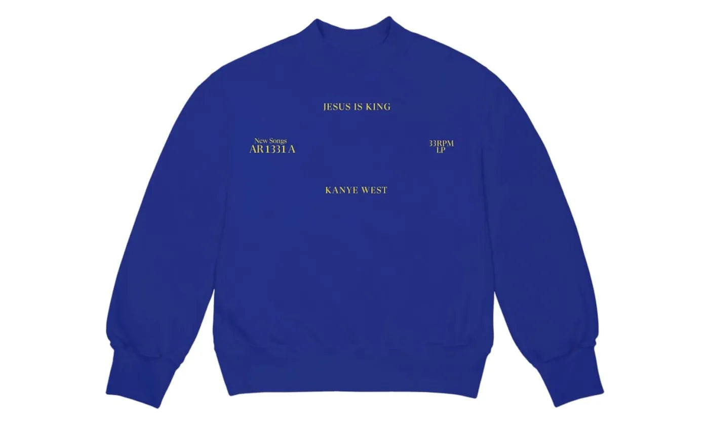 Kanye West Jesus Is King Vinyl I Crewneck Blue - KW-KWJIKV-BLUE