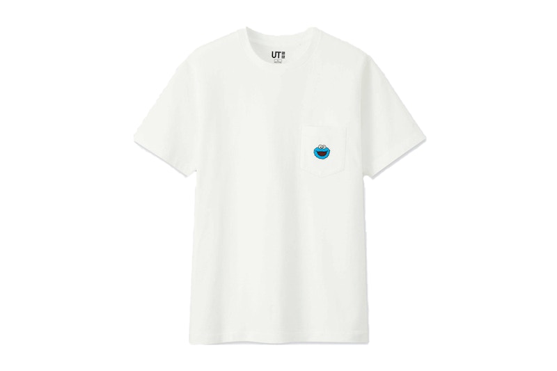 KAWS x Uniqlo x Sesame Street Cookie Monster Pocket Tee White