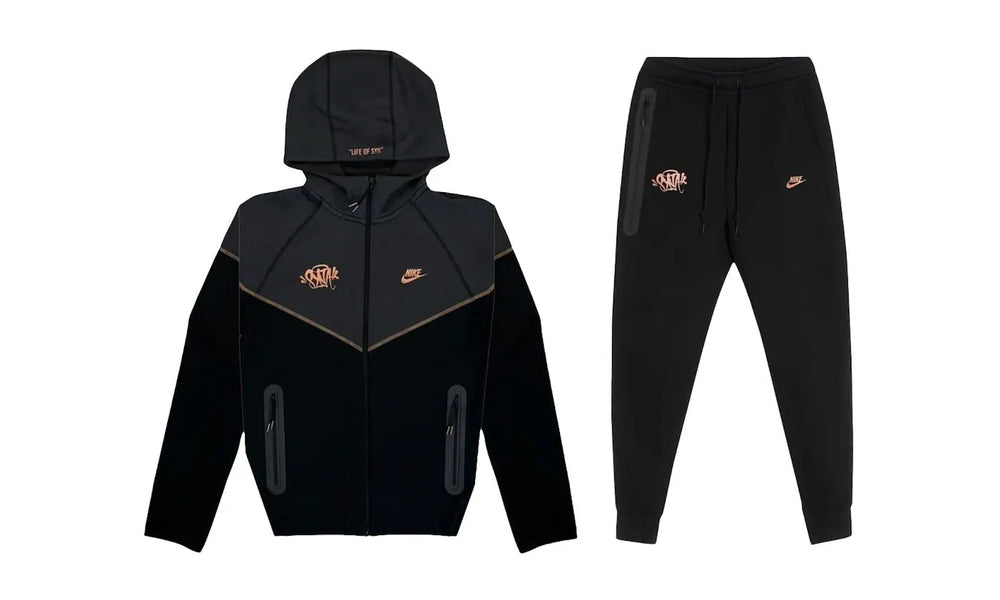 Nike Sportswear x Central Cee Syna World Tech Fleece Hoodie & Joggers Set Black/Metallic Red Bronze - HQ3749-010/HQ3748-010