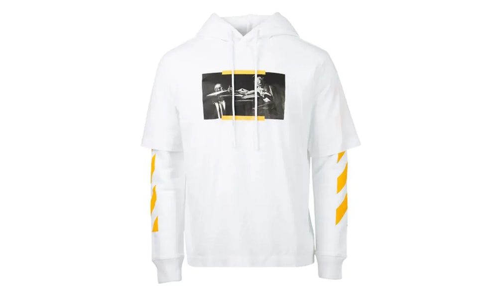 OFF-WHITE Caravaggio St. Jerome Writing Layered Hoodie White/Yellow/Black