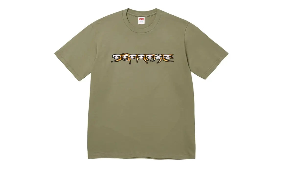 Supreme Supreme Skulls Spellout Tee Light Olive