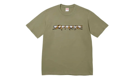 Supreme Supreme Skulls Spellout Tee Light Olive