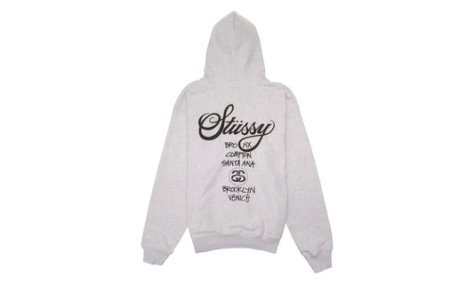 Stussy World Tour Zip Hoodie Ash Heather