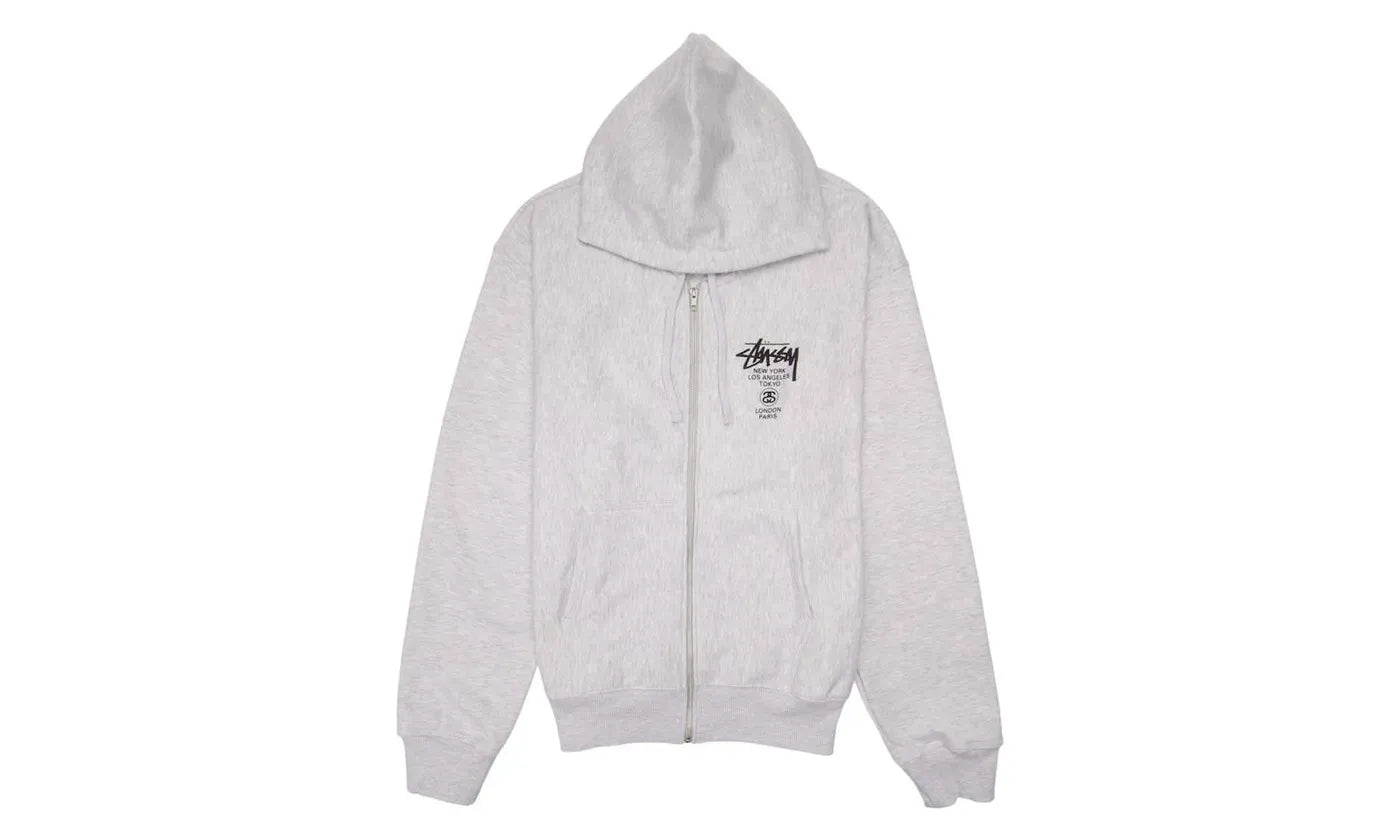Stussy World Tour Zip Hoodie Ash Heather