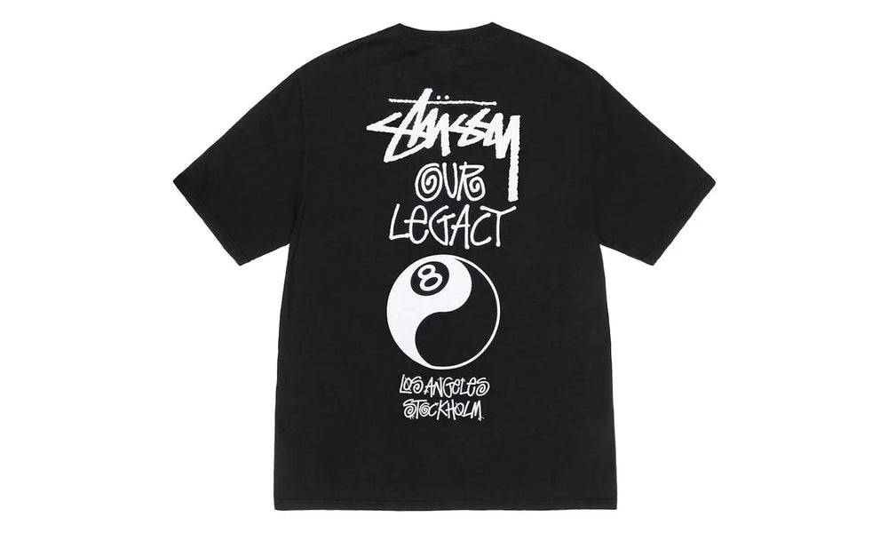 Stussy x Our Legacy Work Shop 8 Ball Yin Yang Pigment Dyed Tee Black - STUS-SXOLWS-BLACK