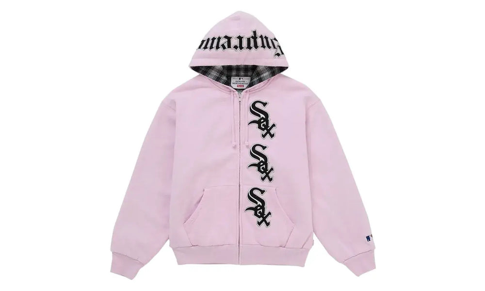 Supreme Chicago White Sox Zip Up Hooded Sweatshirt Light Pink
