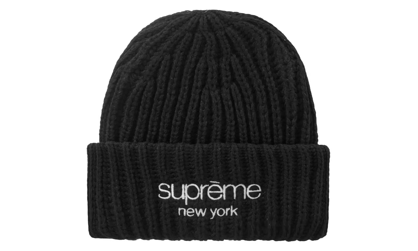 Supreme Classic Logo Chunky Ribbed Beanie Black - SUPR-SCLCRB-BLACK