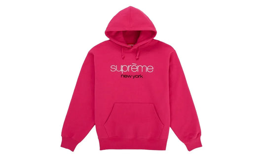 Supreme Classic Logo Hooded Sweatshirt Bright Fuchsia