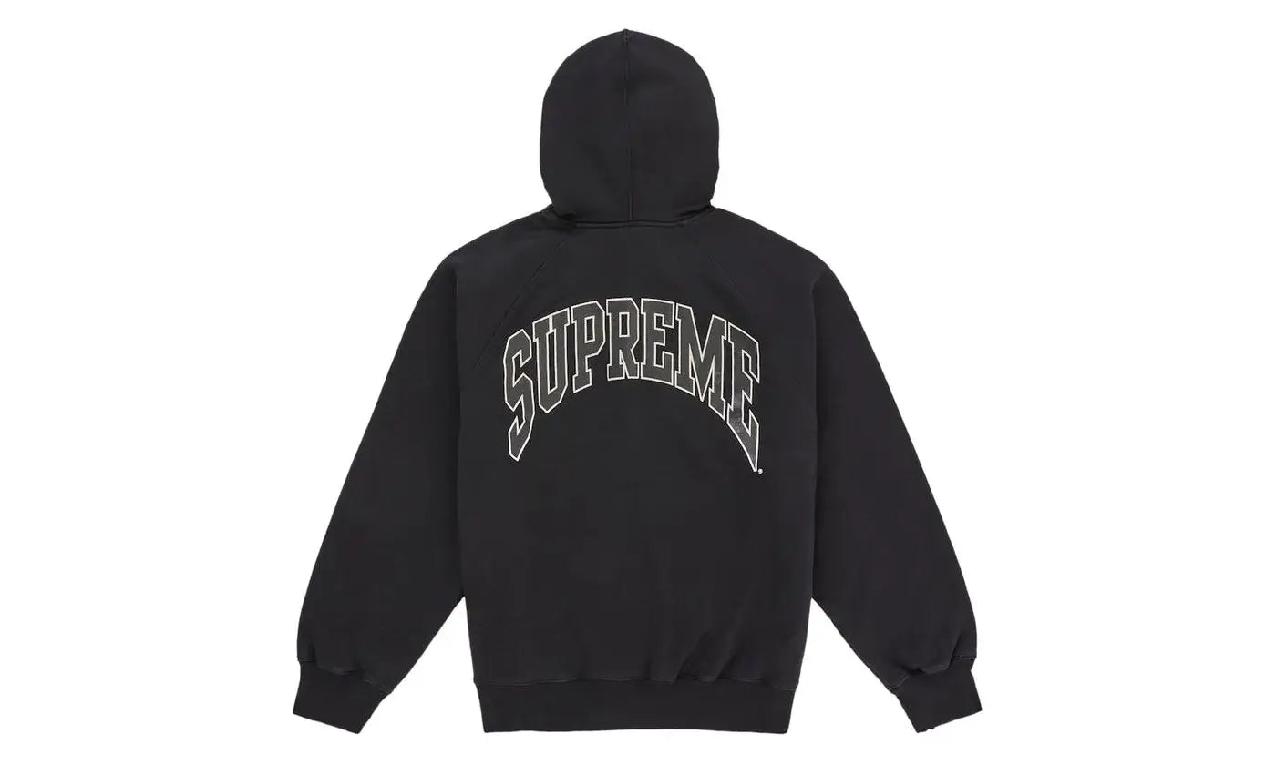 Supreme Cracked Raglan Zip Up Hooded Sweatshirt Black
