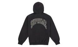 Supreme Cracked Raglan Zip Up Hooded Sweatshirt Black