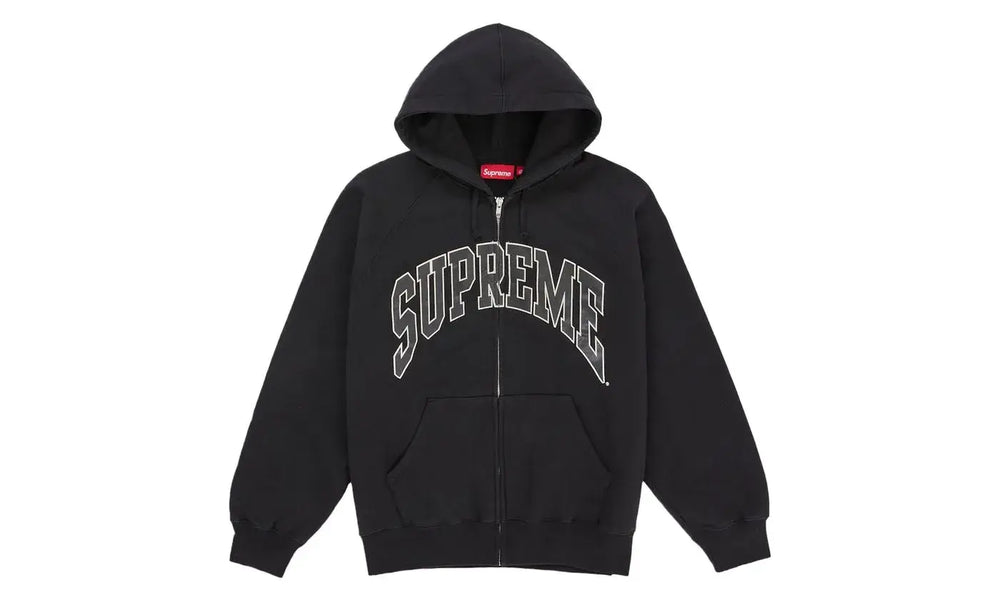 Supreme Cracked Raglan Zip Up Hooded Sweatshirt Black
