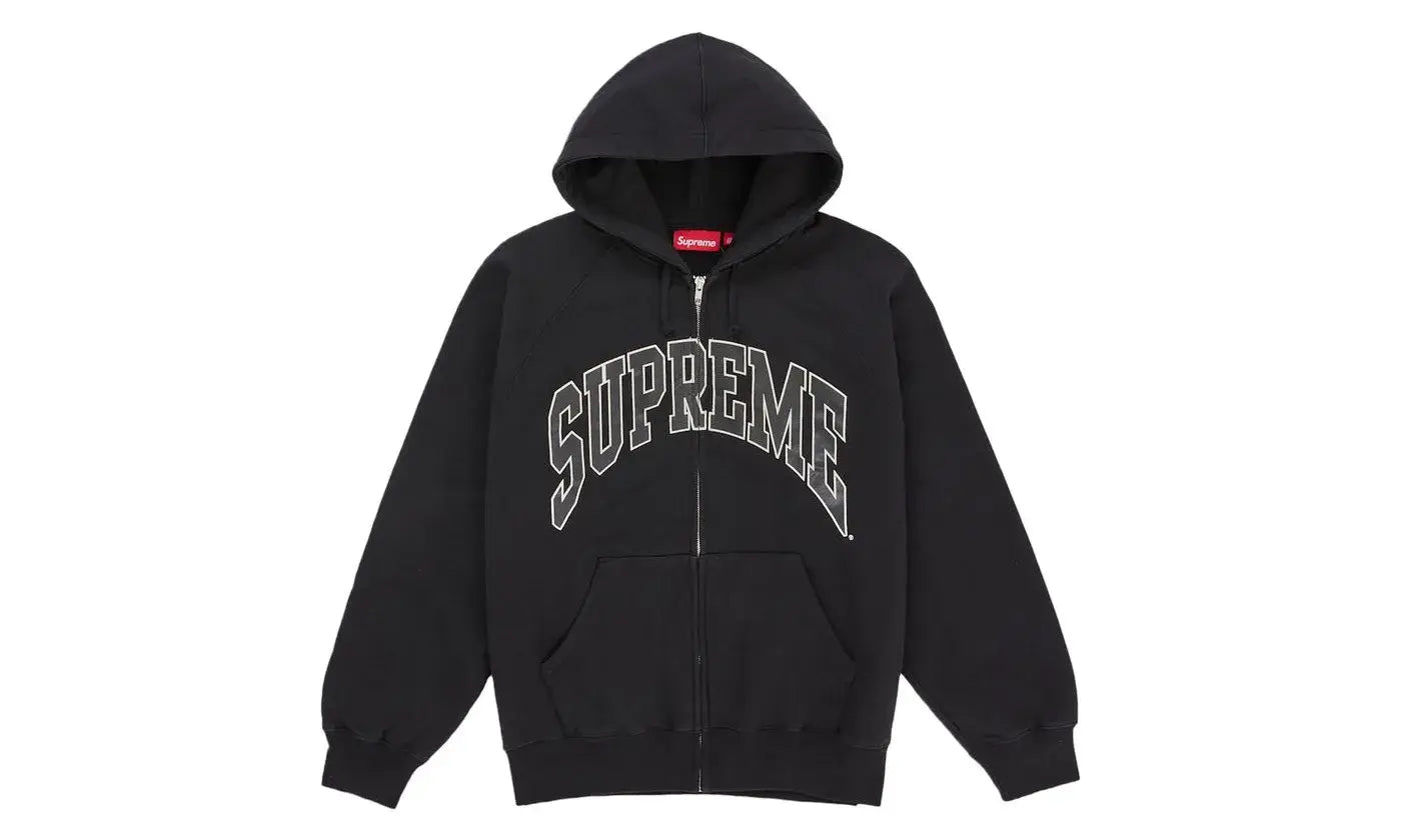 Supreme Cracked Raglan Zip Up Hooded Sweatshirt Black
