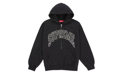 Supreme Cracked Raglan Zip Up Hooded Sweatshirt Black