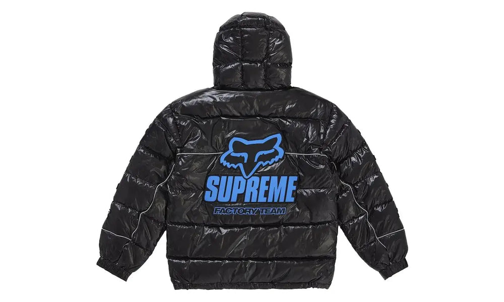 Supreme Fox Racing Shiny Down Puffer Jacket Black