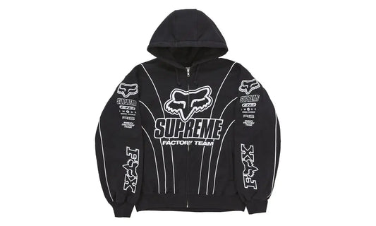 Supreme Fox Racing Zip Up Hooded Sweatshirt Black