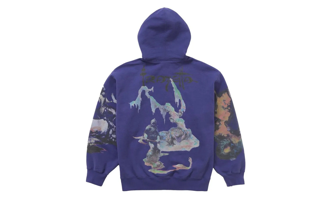 Supreme Frazetta Zip Up Hooded Sweatshirt Washed Navy - SUPR-SFZUHS-WASHEDNAVY