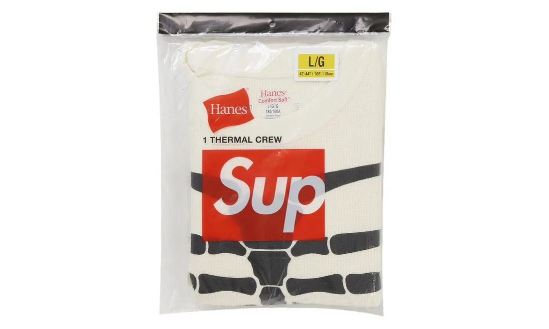Supreme Hanes Bones Thermal Crew FW25 (1 Pack) White (SUPR-SHBTCF