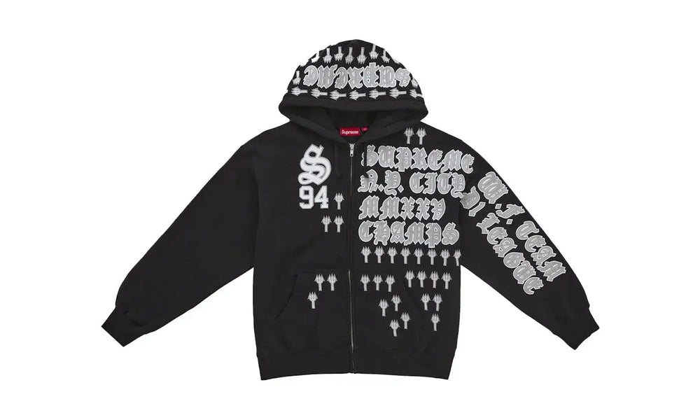 Supreme League Champs Zip Up Hooded Sweatshirt Black