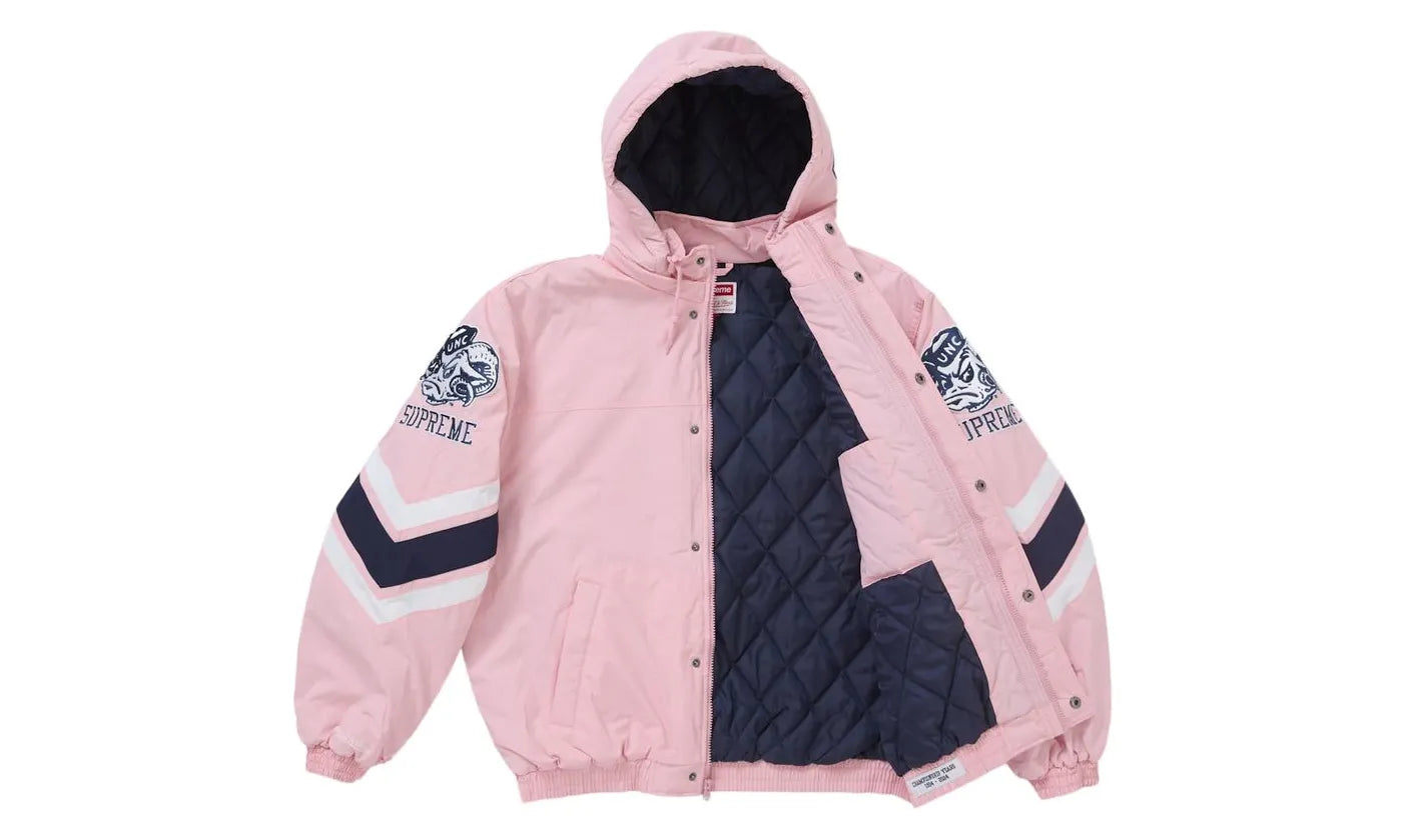 Supreme Mitchell & Ness NCAA Hooded Stadium Jacket Pink - SUPR-SM&NNH-PINK