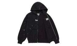 Supreme MM6 Maison Margiela Box Logo Zip Up Hooded Sweatshirt Black - supreme-mm6-maison-margiela-box-logo-zip-up-hooded-sweatshirt-black