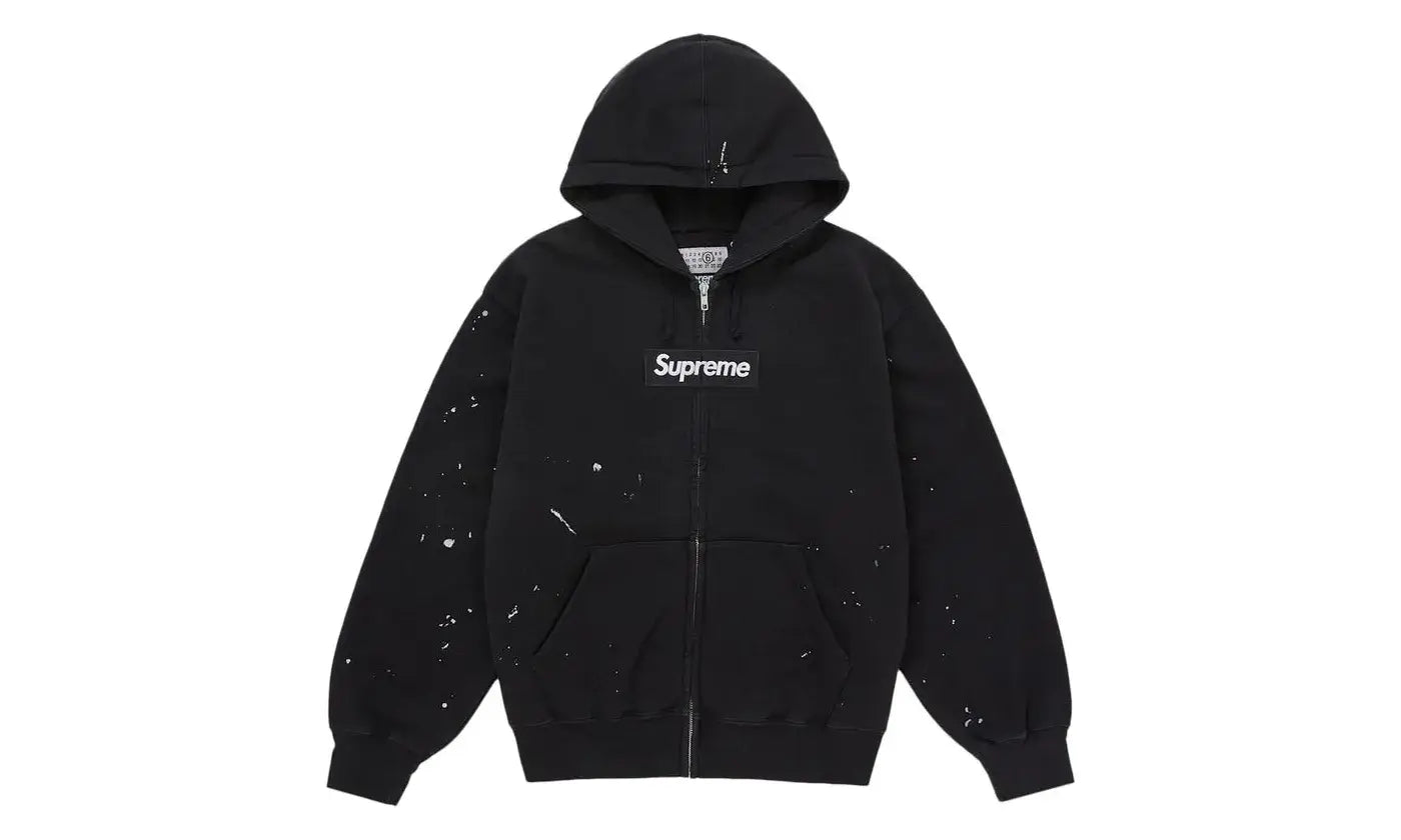 Supreme MM6 Maison Margiela Box Logo Zip Up Hooded Sweatshirt Black - supreme-mm6-maison-margiela-box-logo-zip-up-hooded-sweatshirt-black