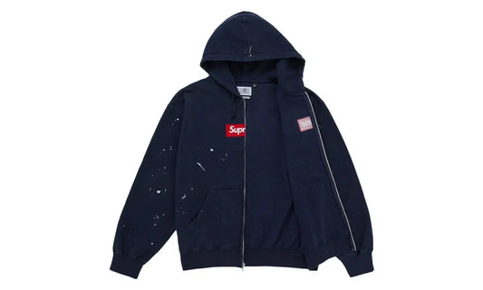 Supreme MM6 Maison Margiela Box Logo Zip Up Hooded Sweatshirt Navy