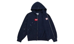Supreme MM6 Maison Margiela Box Logo Zip Up Hooded Sweatshirt Navy - supreme-mm6-maison-margiela-box-logo-zip-up-hooded-sweatshirt-navy