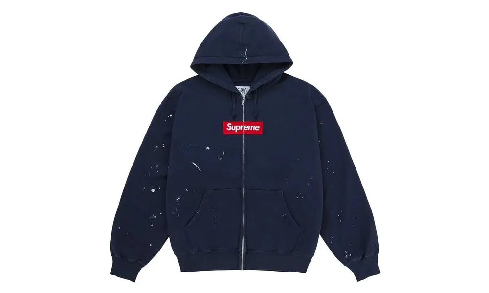 Supreme MM6 Maison Margiela Box Logo Zip Up Hooded Sweatshirt Navy - supreme-mm6-maison-margiela-box-logo-zip-up-hooded-sweatshirt-navy