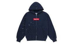 Supreme MM6 Maison Margiela Box Logo Zip Up Hooded Sweatshirt Navy - supreme-mm6-maison-margiela-box-logo-zip-up-hooded-sweatshirt-navy