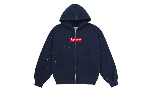 Supreme MM6 Maison Margiela Box Logo Zip Up Hooded Sweatshirt Navy - supreme-mm6-maison-margiela-box-logo-zip-up-hooded-sweatshirt-navy